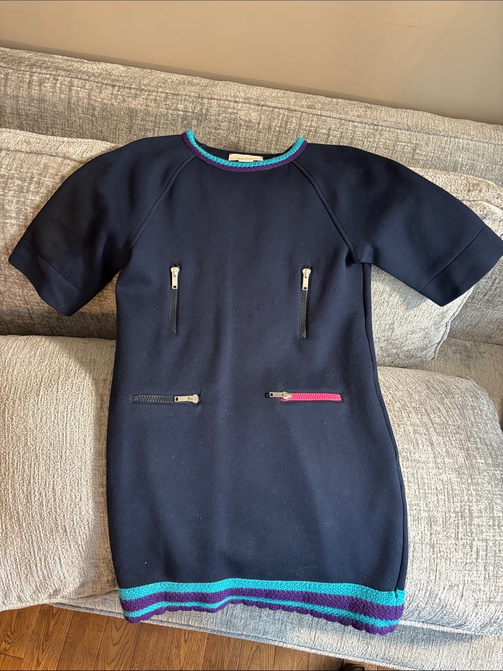 Girls' Gucci size 10 Navy Knit Dress with Bright Trim